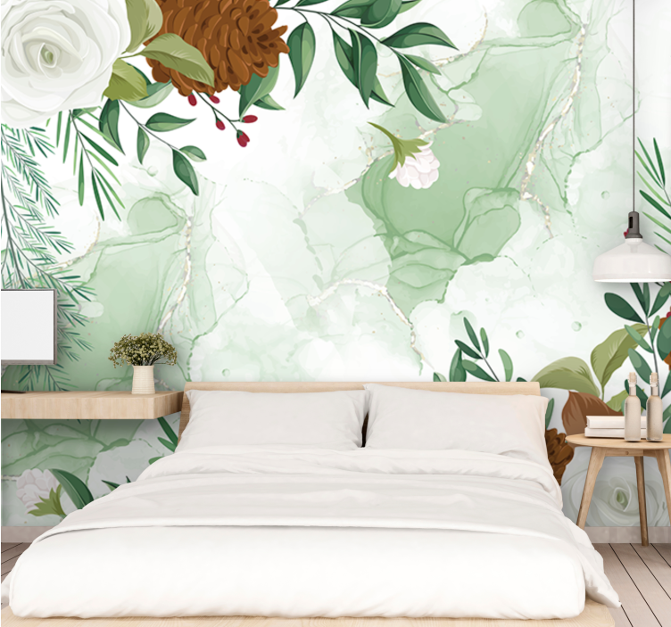 Flowers wall mural elegant floral design - TenStickers