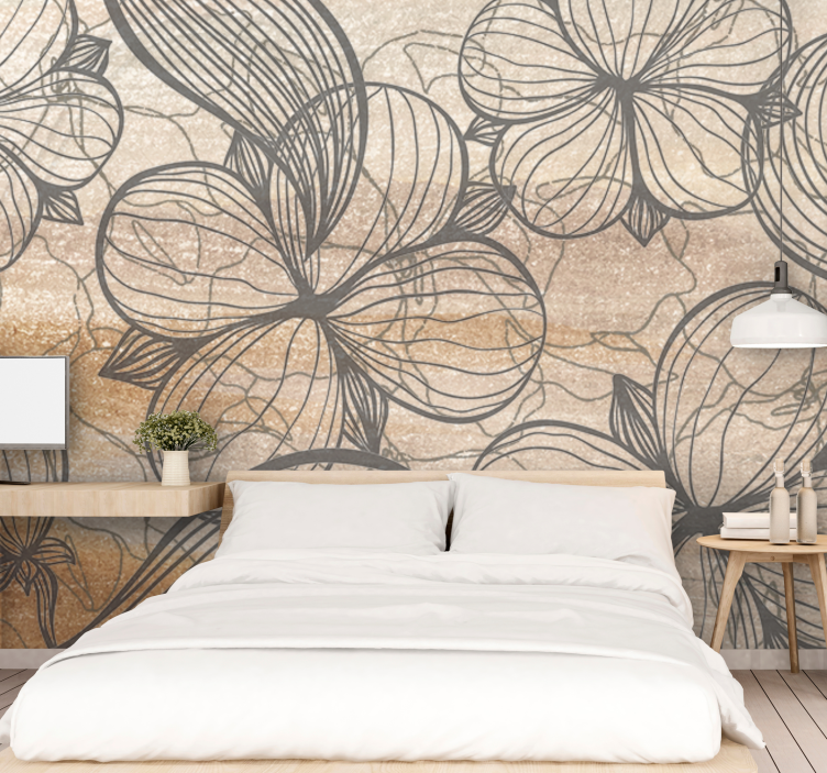 Flowers wall mural elegant floral designs - TenStickers