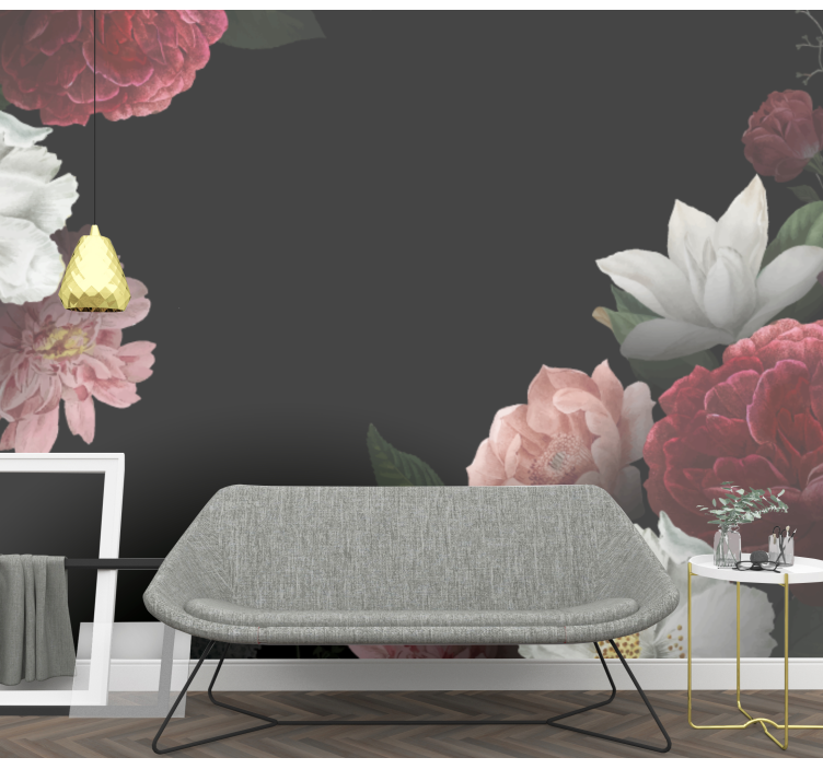 Flowers wall mural exquisite floral design - TenStickers