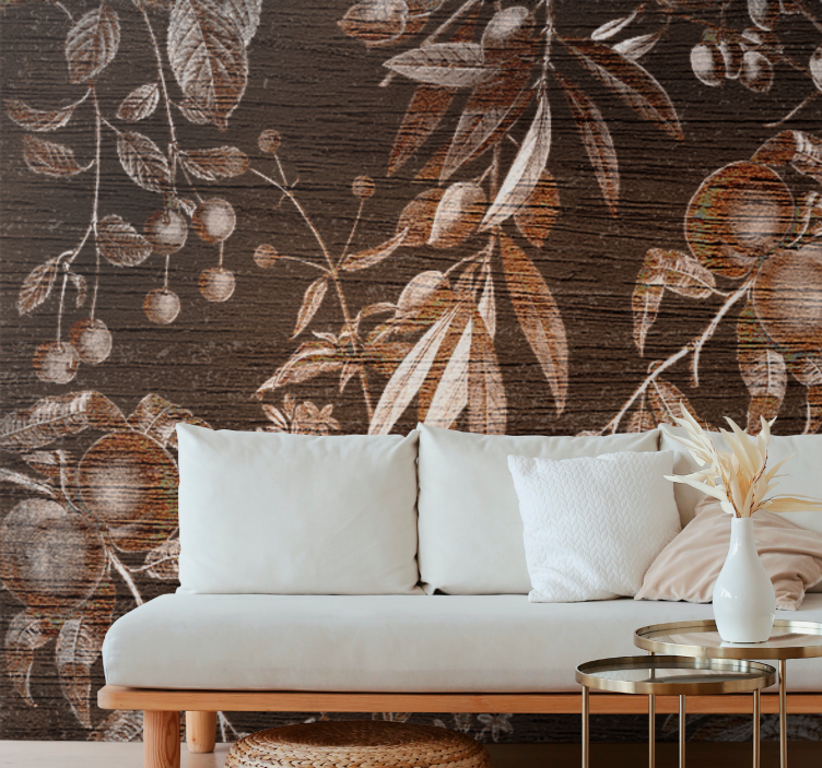 Flowers wall mural floral art design - TenStickers