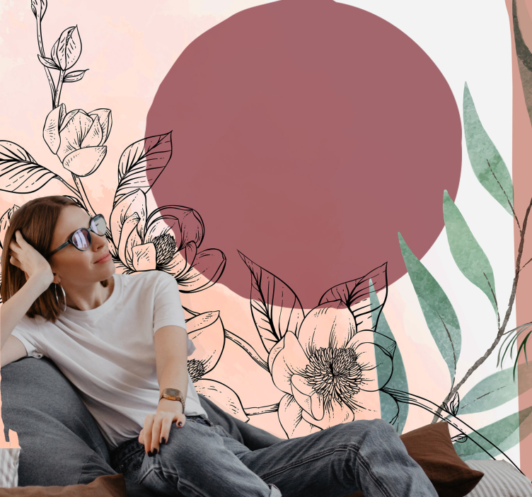 Flowers wall mural floral elements design - TenStickers