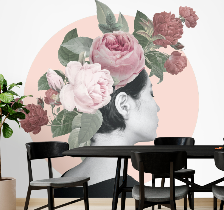 Flowers wall mural floral hair decoration - TenStickers
