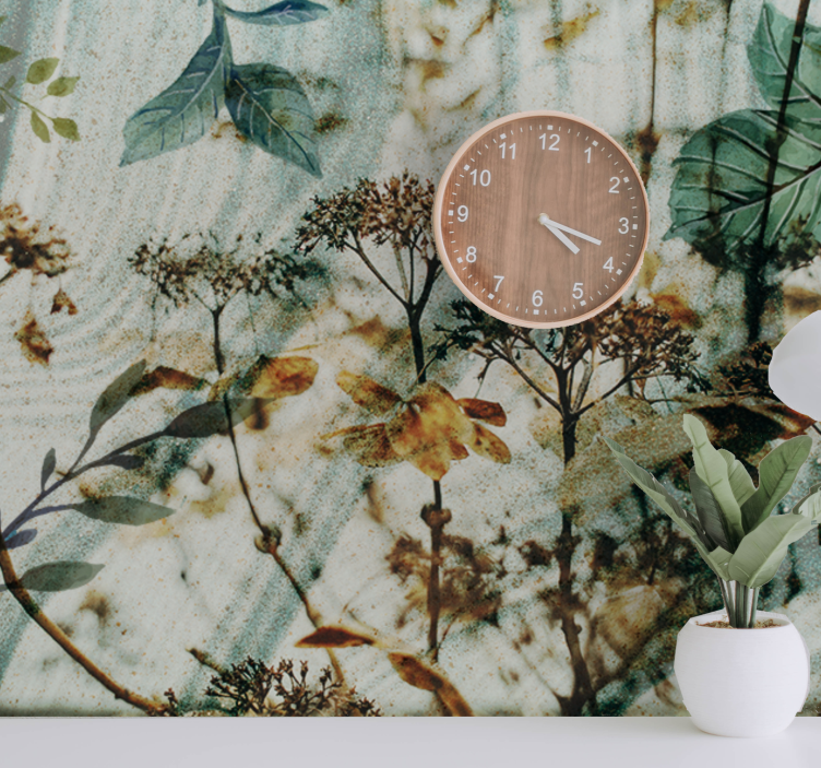 Flowers wall mural floral leaf design - TenStickers