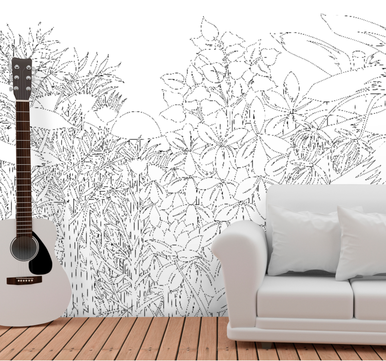 Flowers wall mural floral nature design - TenStickers