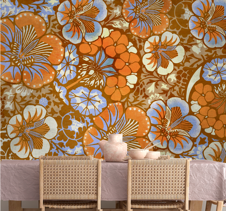 Flowers wall mural floral patterns delight - TenStickers