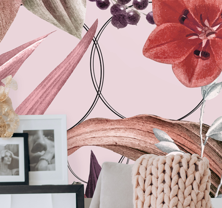 Flowers wall mural floral patterns design - TenStickers