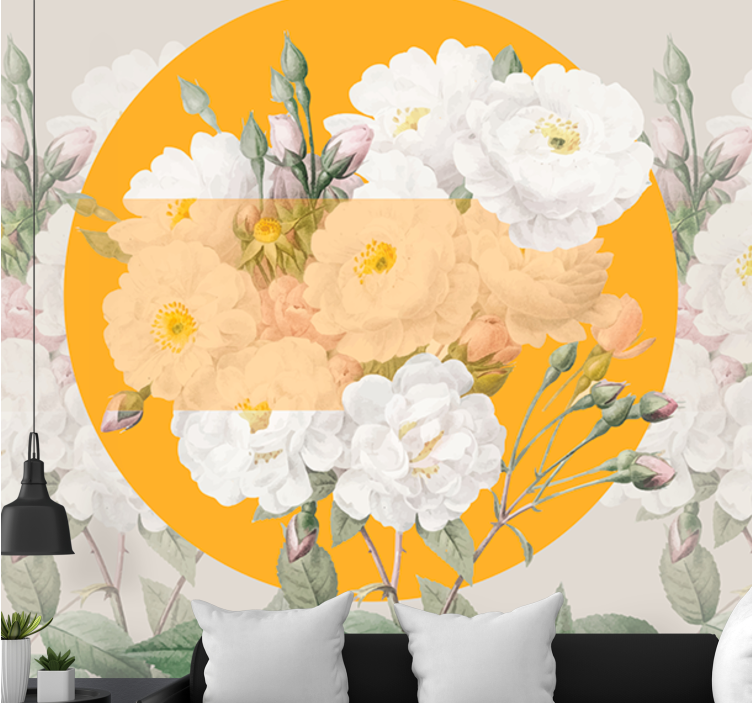 Flowers wall mural flourishing floral design - TenStickers
