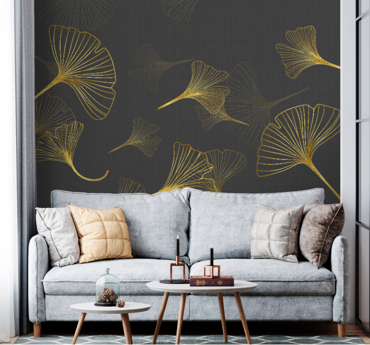 Flowers wall mural ginkgo leaf design - TenStickers