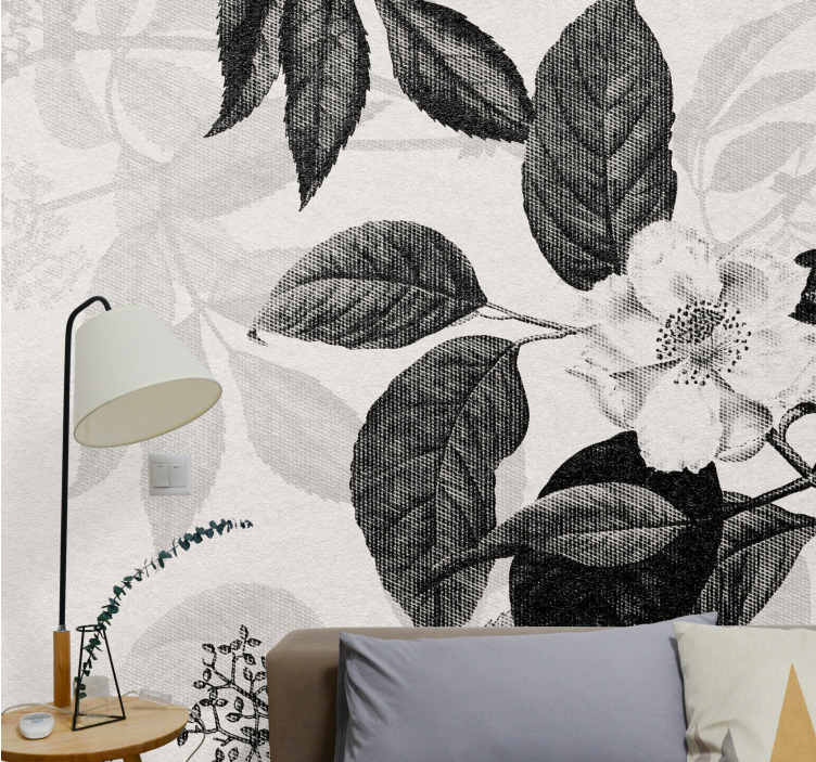 Flowers wall mural graceful bloom design - TenStickers