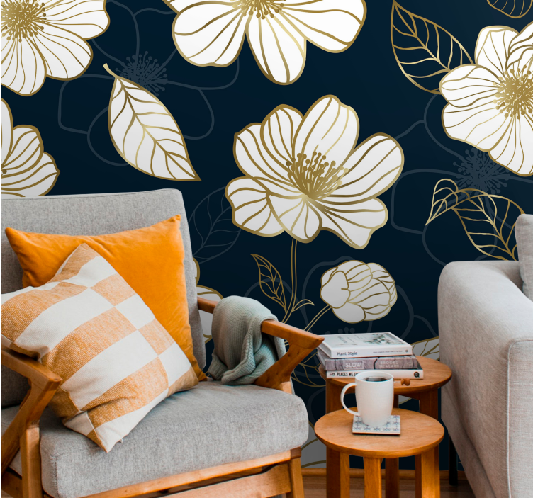 Flowers wall mural graceful botanical design - TenStickers