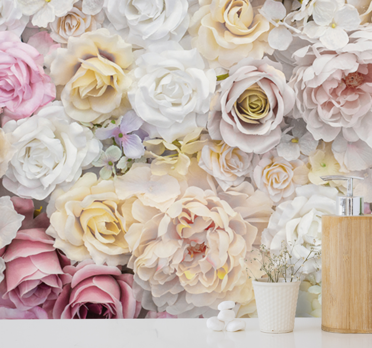 Flowers wall mural graceful rose arrangement - TenStickers