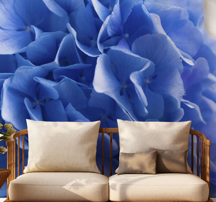 Flowers wall mural hydrangea blue blooms - TenStickers