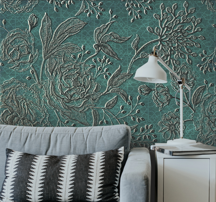 Flowers wall mural intricate floral pattern - TenStickers