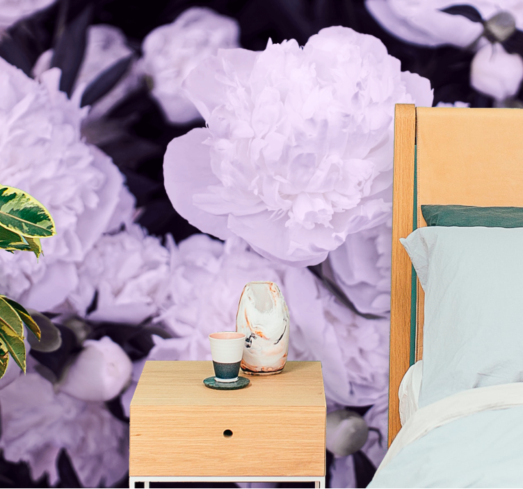 Flowers wall mural lavender peony blooms - TenStickers