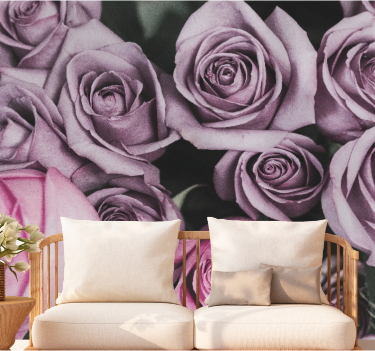 Flowers wall mural lavender rose bouquet - TenStickers