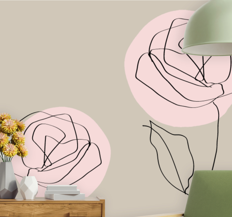 Flowers wall mural line art roses - TenStickers