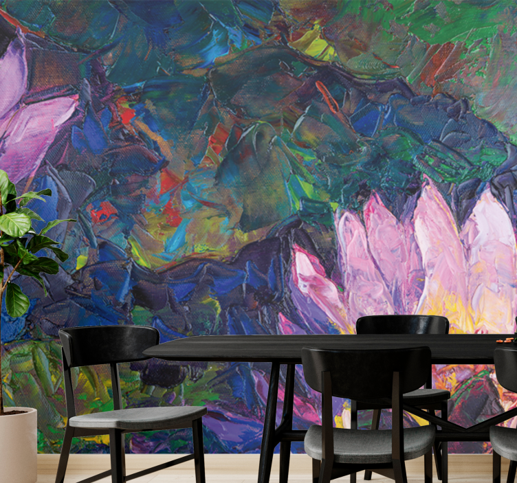 Flowers wall mural lotus blossom abstract art - TenStickers