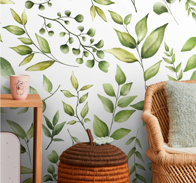 Flowers wall mural lush leaf arrangement - TenStickers