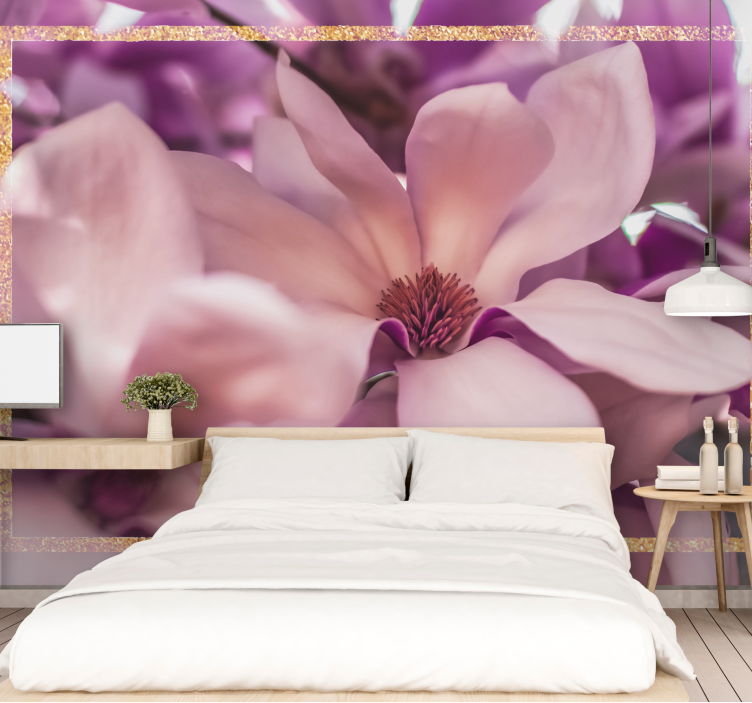 Flowers wall mural magnolia blossom closeup - TenStickers