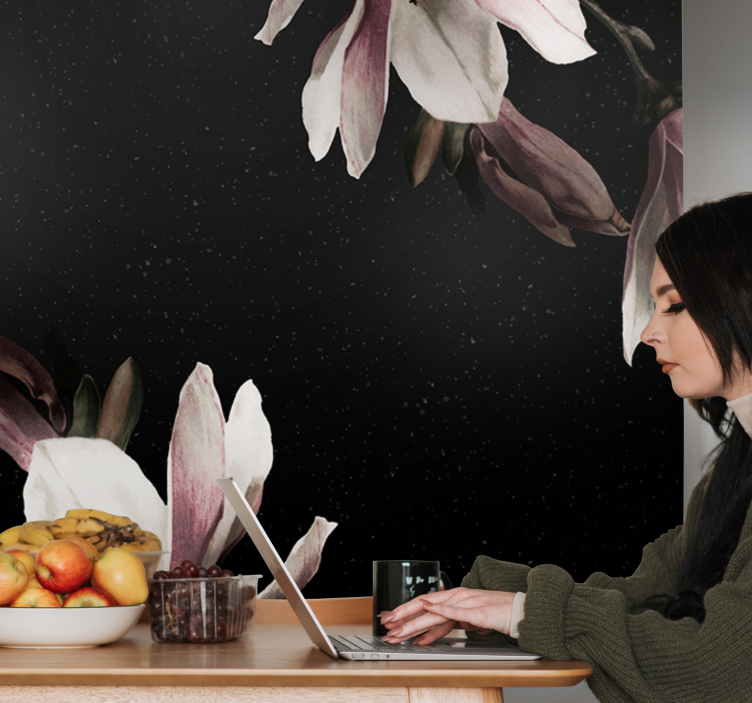 Flowers wall mural magnolia floral design - TenStickers