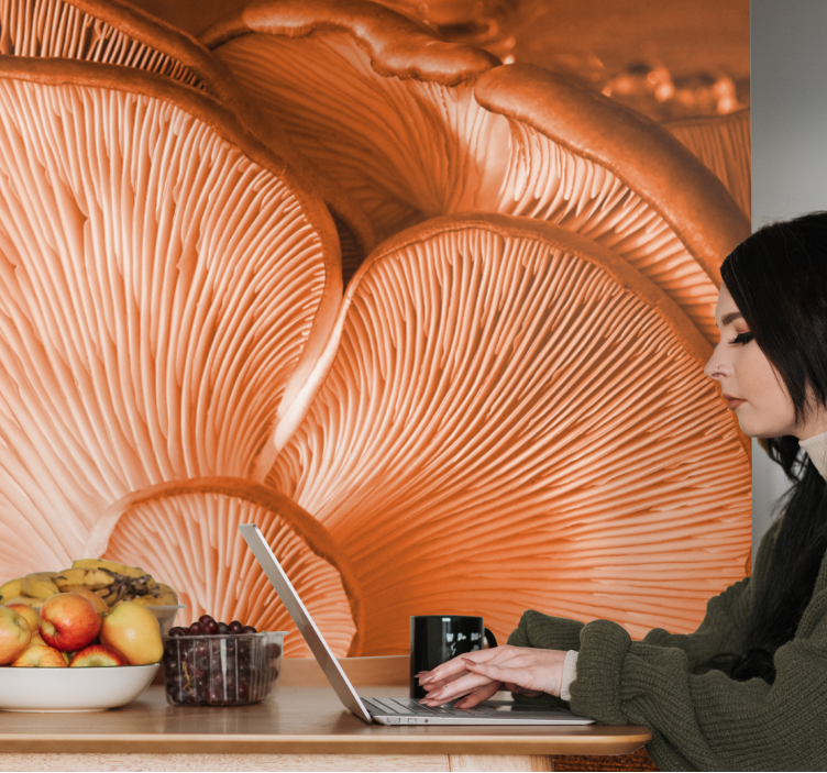 Flowers wall mural mushroom texture design - TenStickers