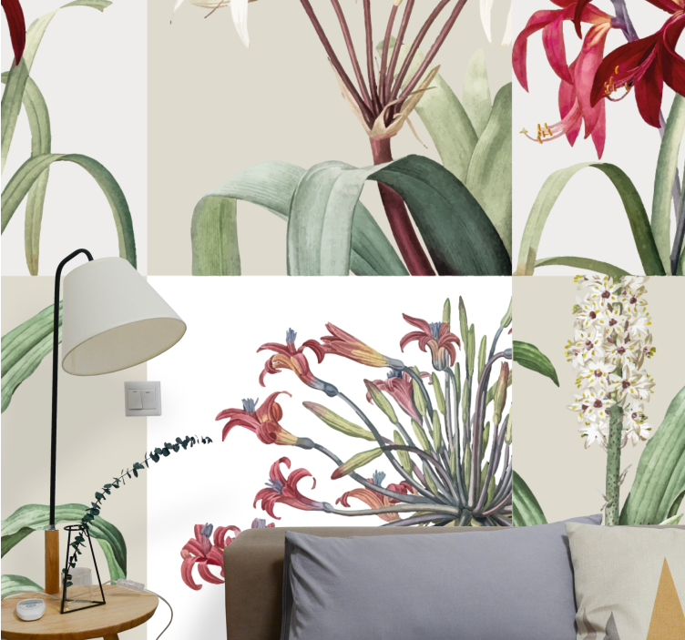 Flowers wall mural ornamental floral design - TenStickers