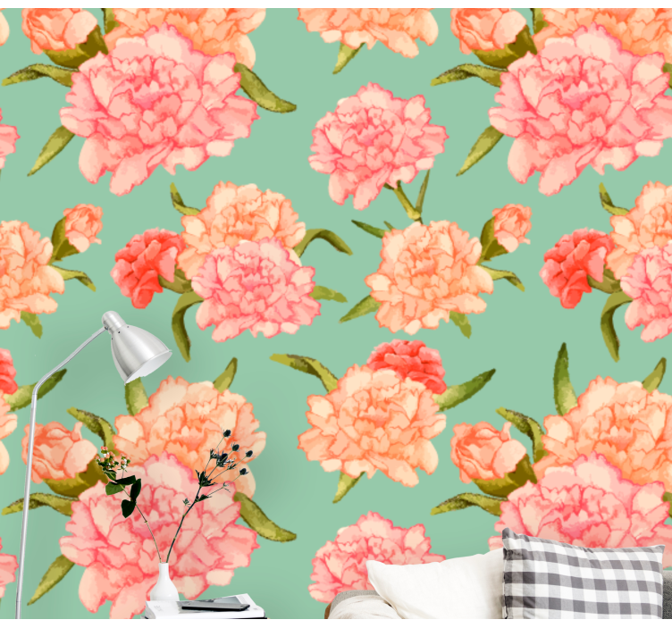 Flowers wall mural peony floral design - TenStickers