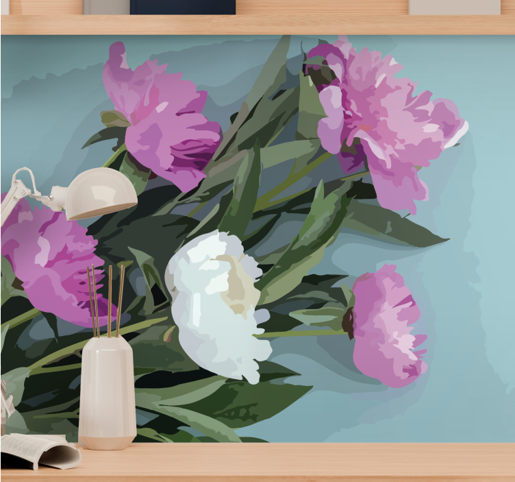 Flowers wall mural peony flower arrangement - TenStickers