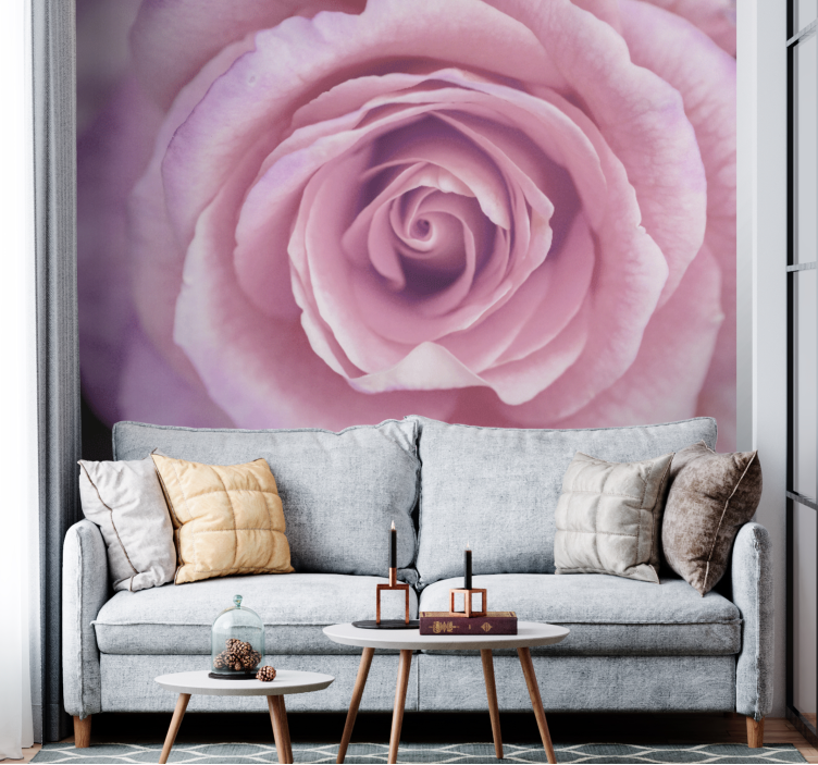 Flowers wall mural pink rose blossom - TenStickers