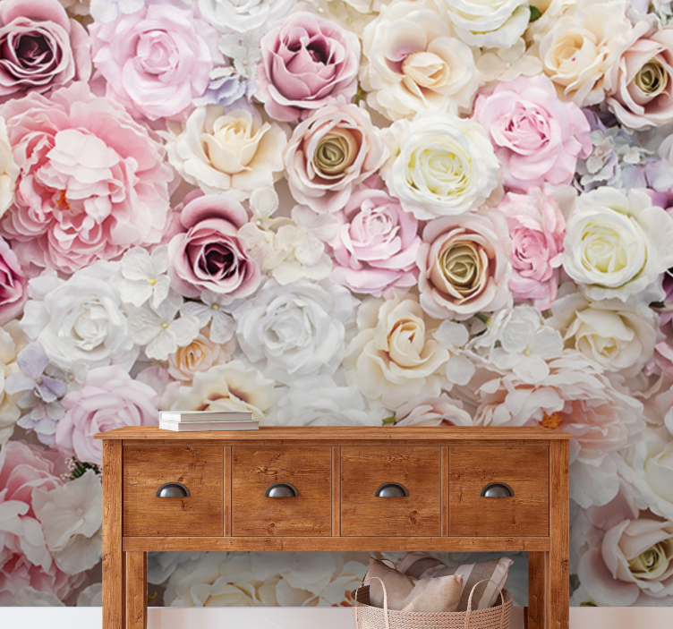 Flowers wall mural rose blossom collection - TenStickers