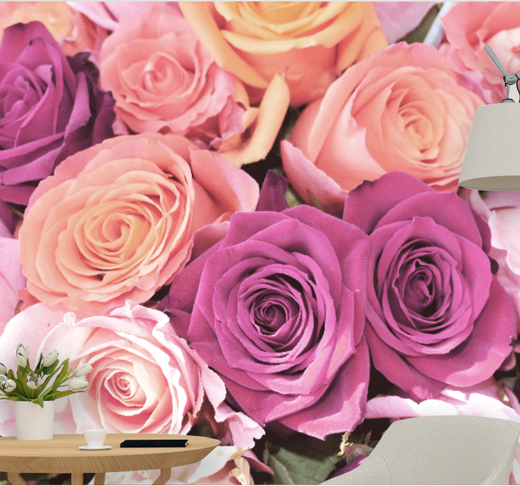 Flowers wall mural rose bouquet closeup - TenStickers