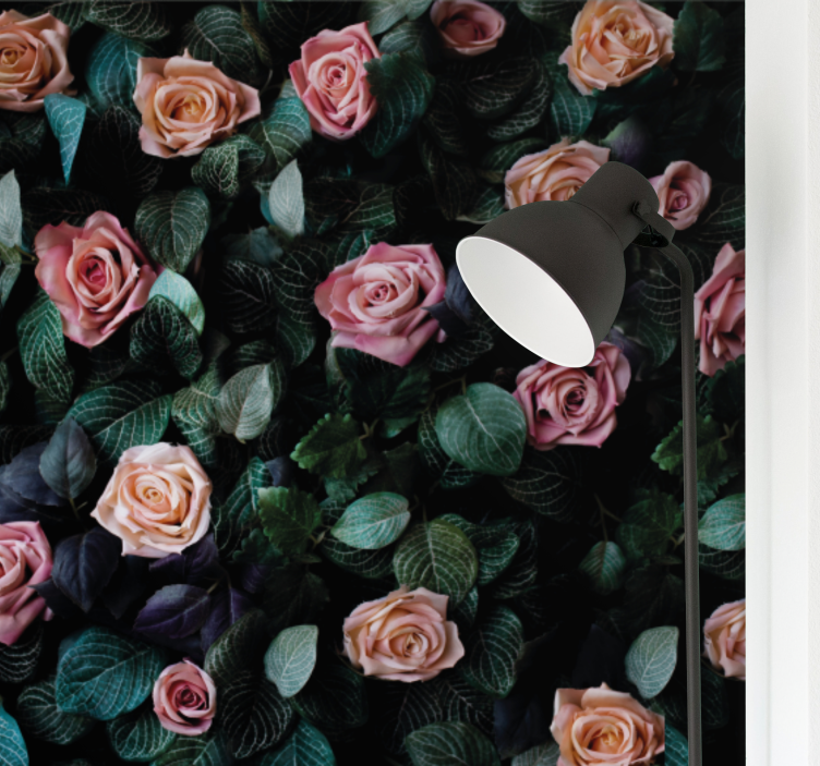Flowers wall mural roses and foliage design - TenStickers