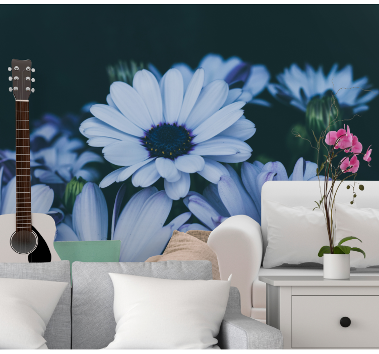Flowers wall mural serene floral design - TenStickers