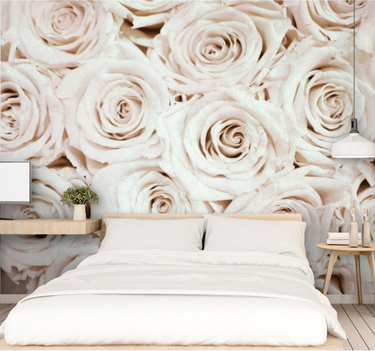 Flowers wall mural soft rose arrangement - TenStickers