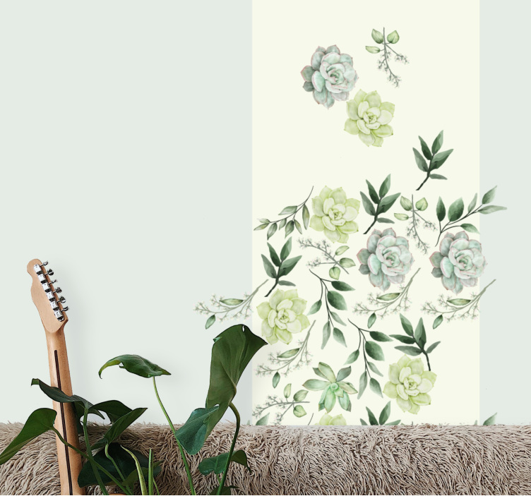 Flowers wall mural succulent floral design - TenStickers