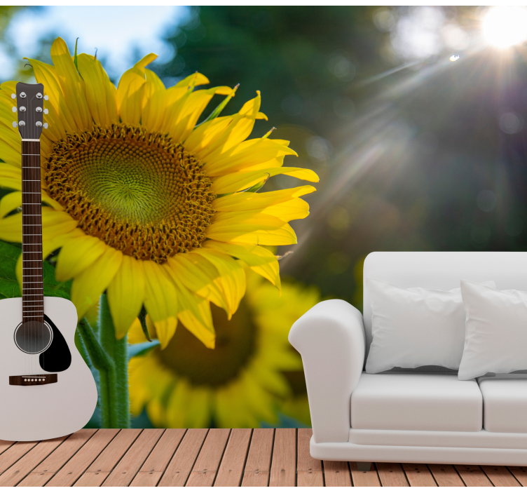 Flowers wall mural sunflower blooming bright - TenStickers