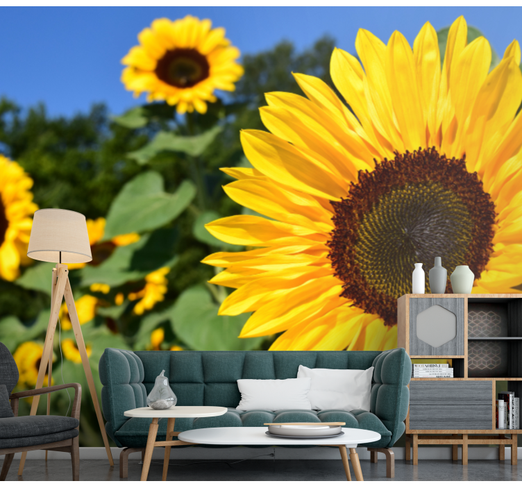 Flowers wall mural sunflower elegance - TenStickers