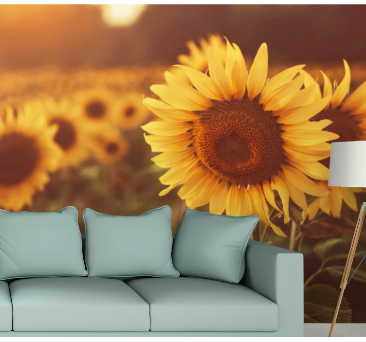 Flowers wall mural sunflower fields - TenStickers