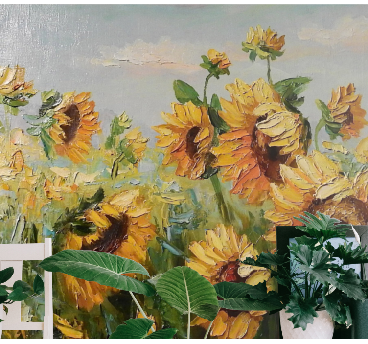Flowers wall mural sunflower meadow bloom - TenStickers