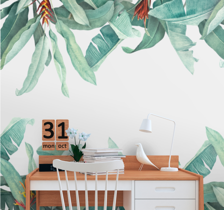 Flowers wall mural tropical greenery design - TenStickers