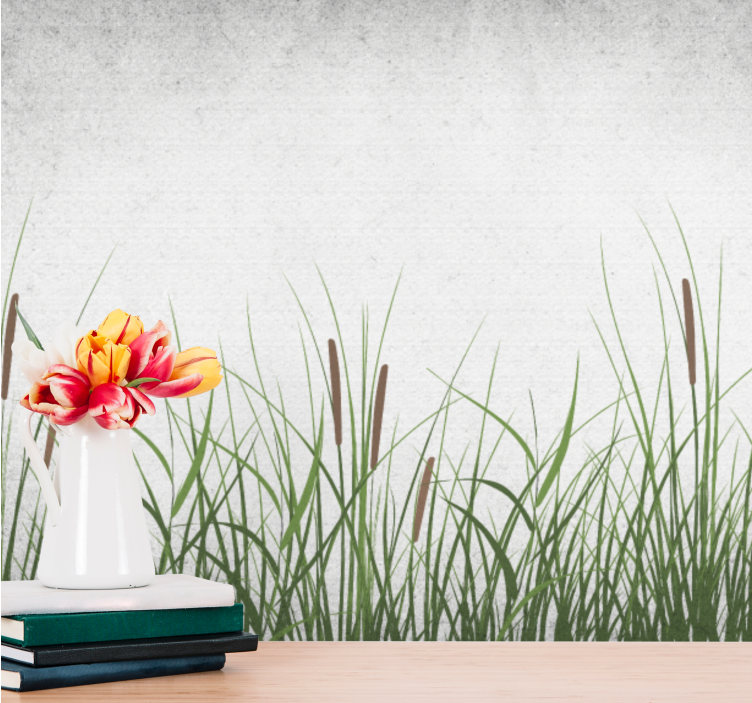 Flowers wall mural tulip and grass design - TenStickers