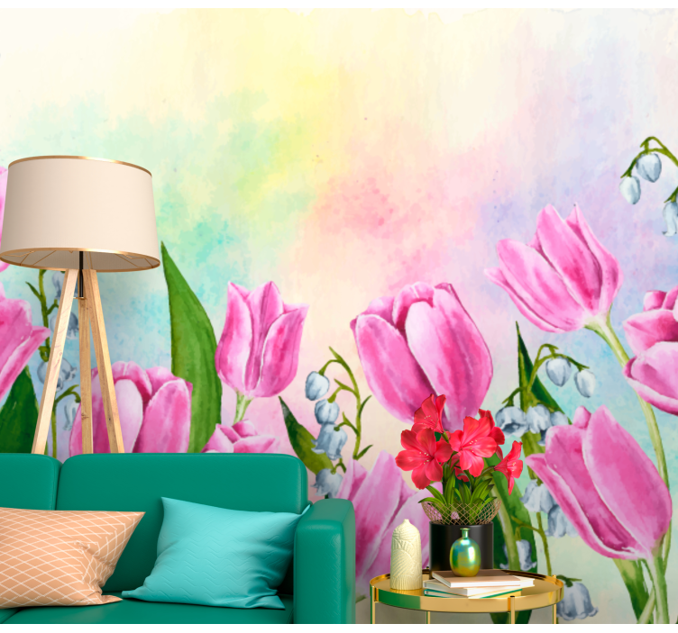 Flowers wall mural tulip flower bloom - TenStickers