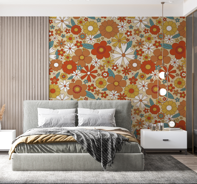Flowers wall mural vibrant floral design - TenStickers