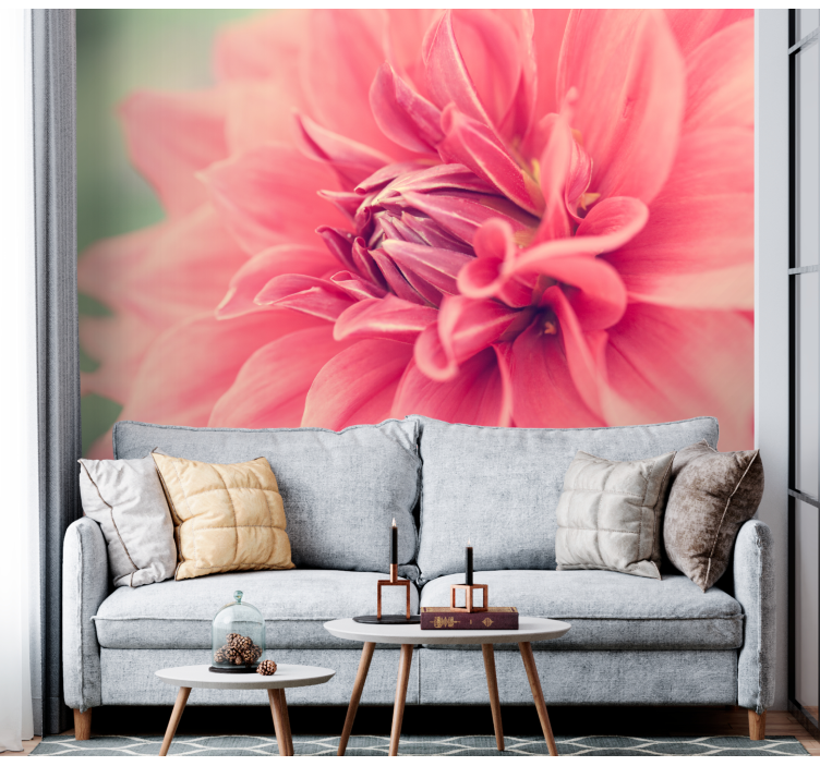 Flowers wall mural vibrant pink blossom - TenStickers