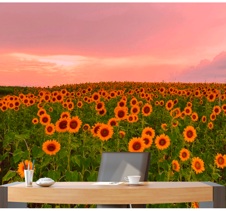 Flowers wall mural vibrant sunflower field - TenStickers