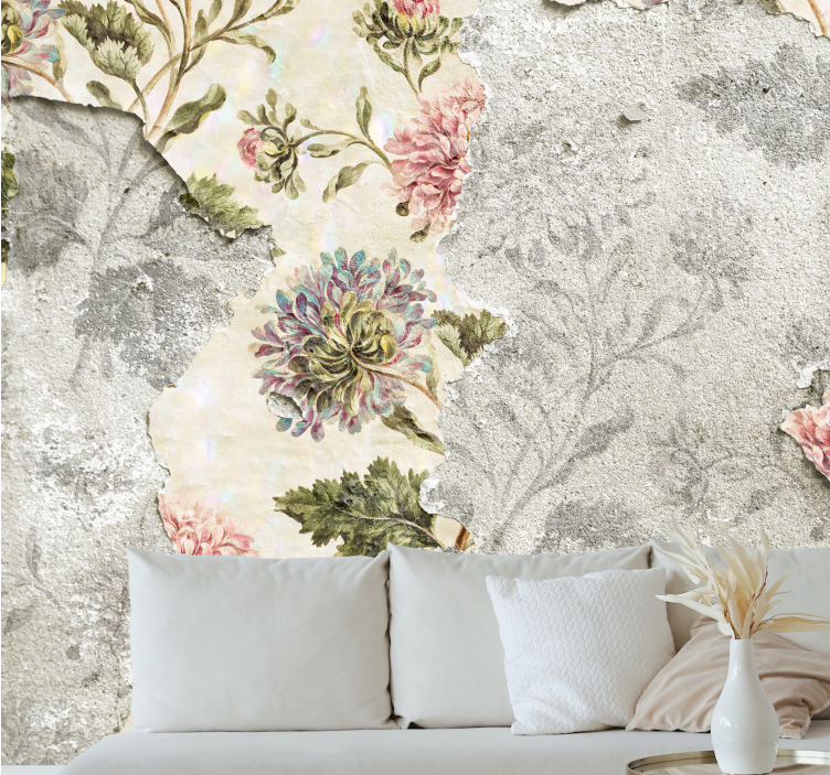 Flowers wall mural vintage floral design - TenStickers