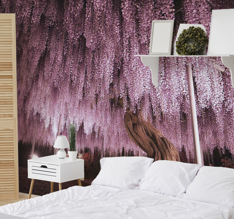 Flowers wall mural wisteria blossom canopy - TenStickers
