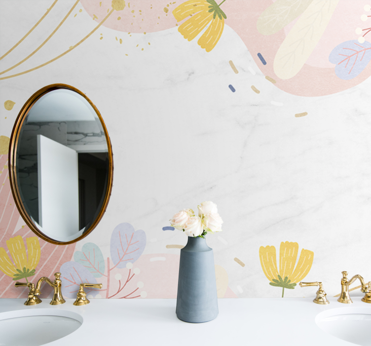 Flowers wall mural with floral pattern accents - TenStickers