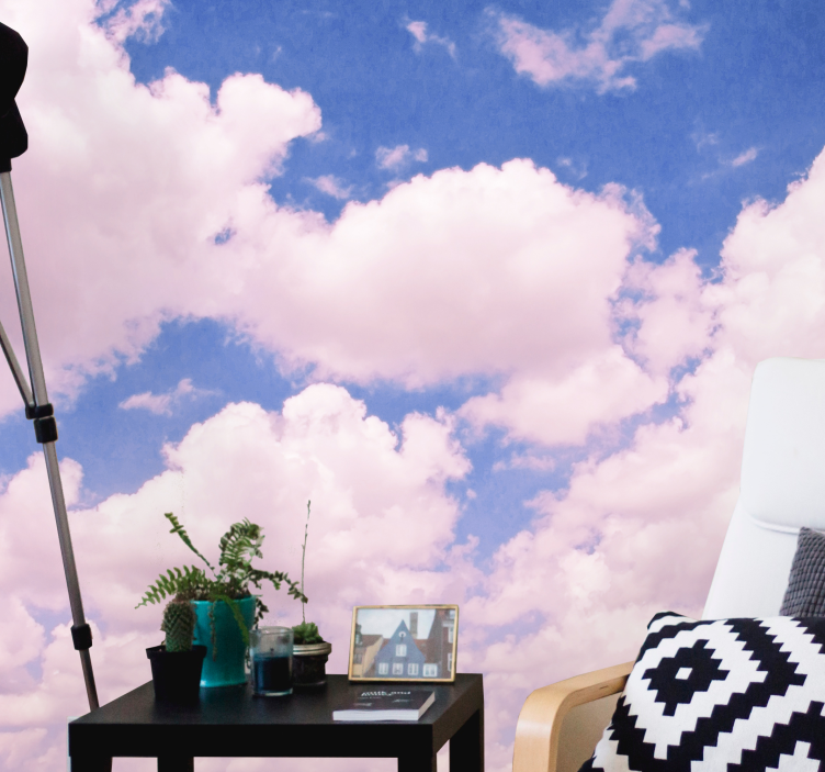 Fluffy Pink Clouds sky mural wallpaper - TenStickers