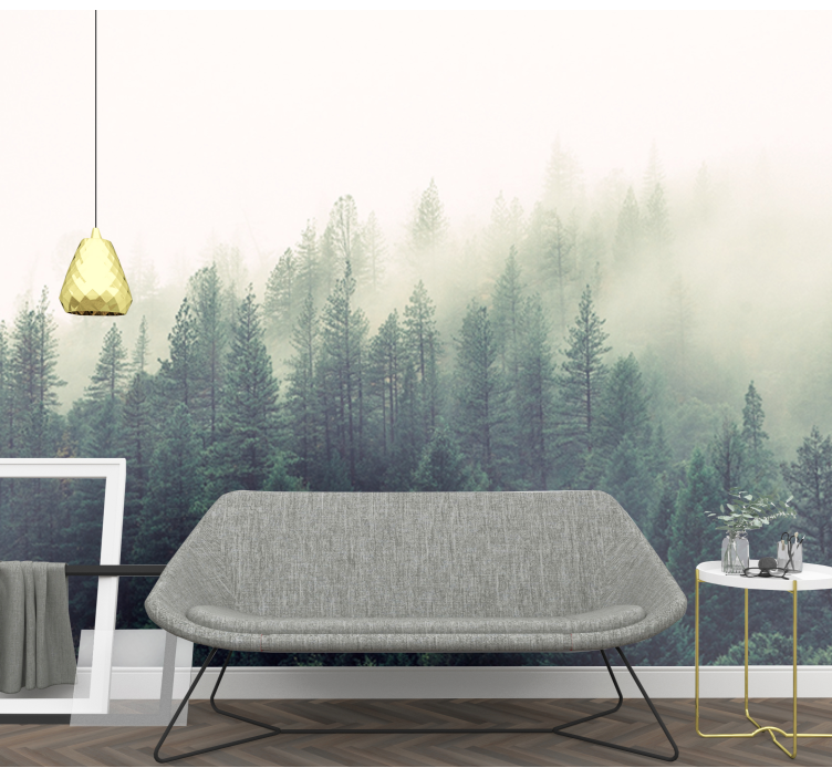 Foggy  pine Forest Wall Mural - TenStickers